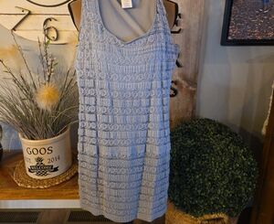 Max Studio Blue Textured Midi Dress